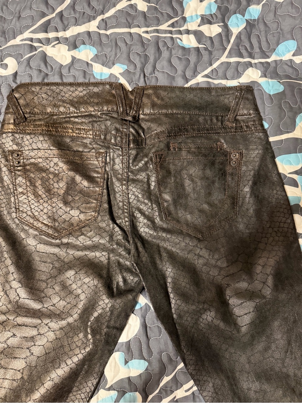 Jolt Black Metallic Snakeskin Skinny Pants